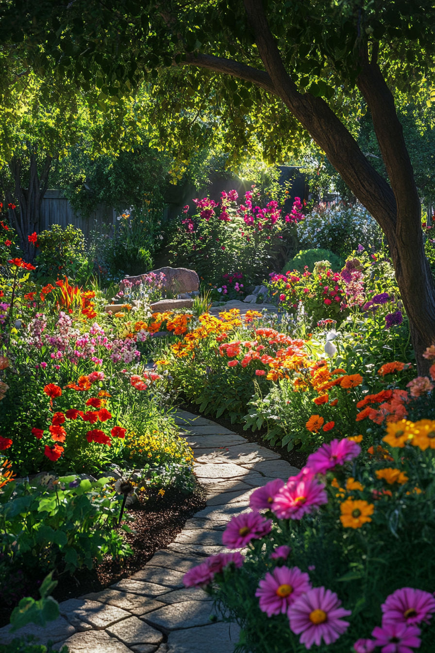 Garden path through blooming flowers at The Bloom Farm